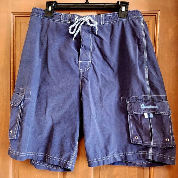 Daniel Cremieux Beachwear Men's Size Large Blue Swim Trunks Cargo Pockets Lined - Picture 1 of 12